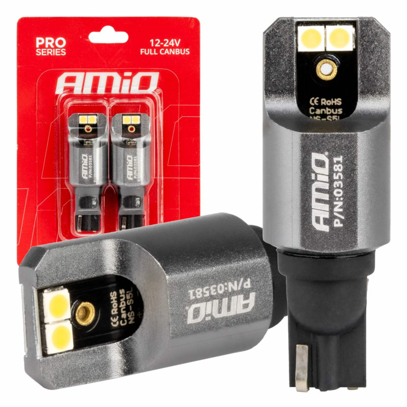 LED-lampor fullt Canbus Pro T15 W16W 4x3030 SMD vita 12V 24V amio-03581