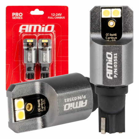 LED-lampor fullt Canbus Pro T15 W16W 4x3030 SMD vita 12V 24V amio-03581