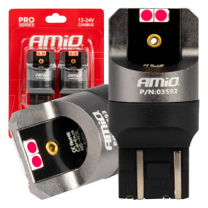 LED-lampor Canbus Pro-serien W21/5W 4x3030 SMD röd 12V 24V amio-03592