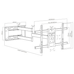 Fäste för Maclean TV, max VESA 600x400, 37-80 tum, 45 kg, lång arm 915 mm, MC-985 | HandlaSmidigt.se