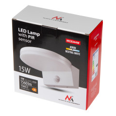 LED-lampa med rörelsesensor från Maclean, PIR-rörelsessensor, vit färg, 15W, IP65, 1560lm, neutral vit färgtemperatur (4000K)…