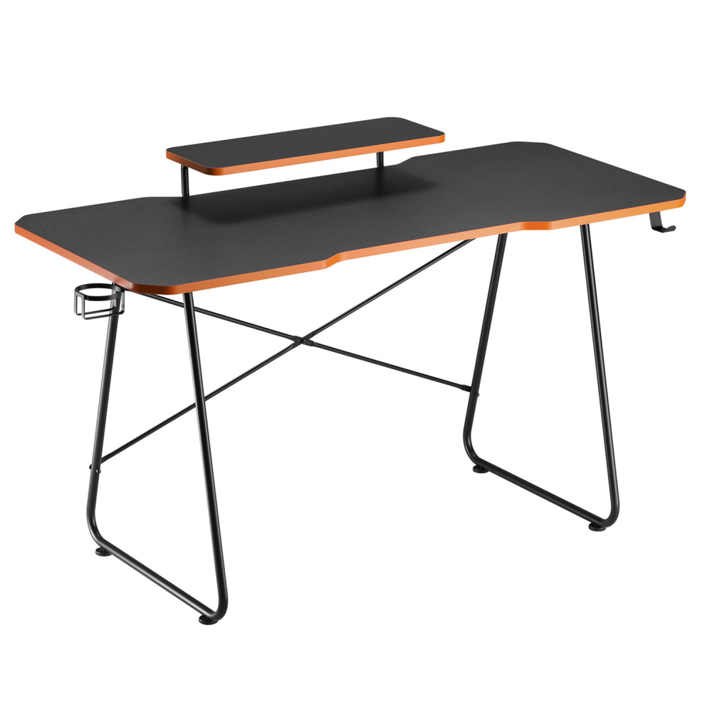 Skrivbord för gaming med hylla för monitor NanoRS, max 50 kg, höjd 850 mm, svart, RS170.