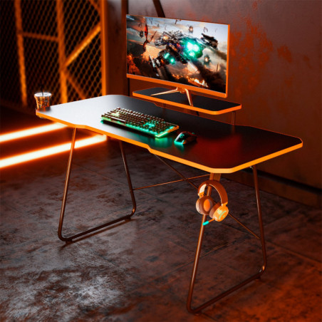 Skrivbord för gaming med hylla för monitor NanoRS, max 50 kg, höjd 850 mm, svart, RS170.