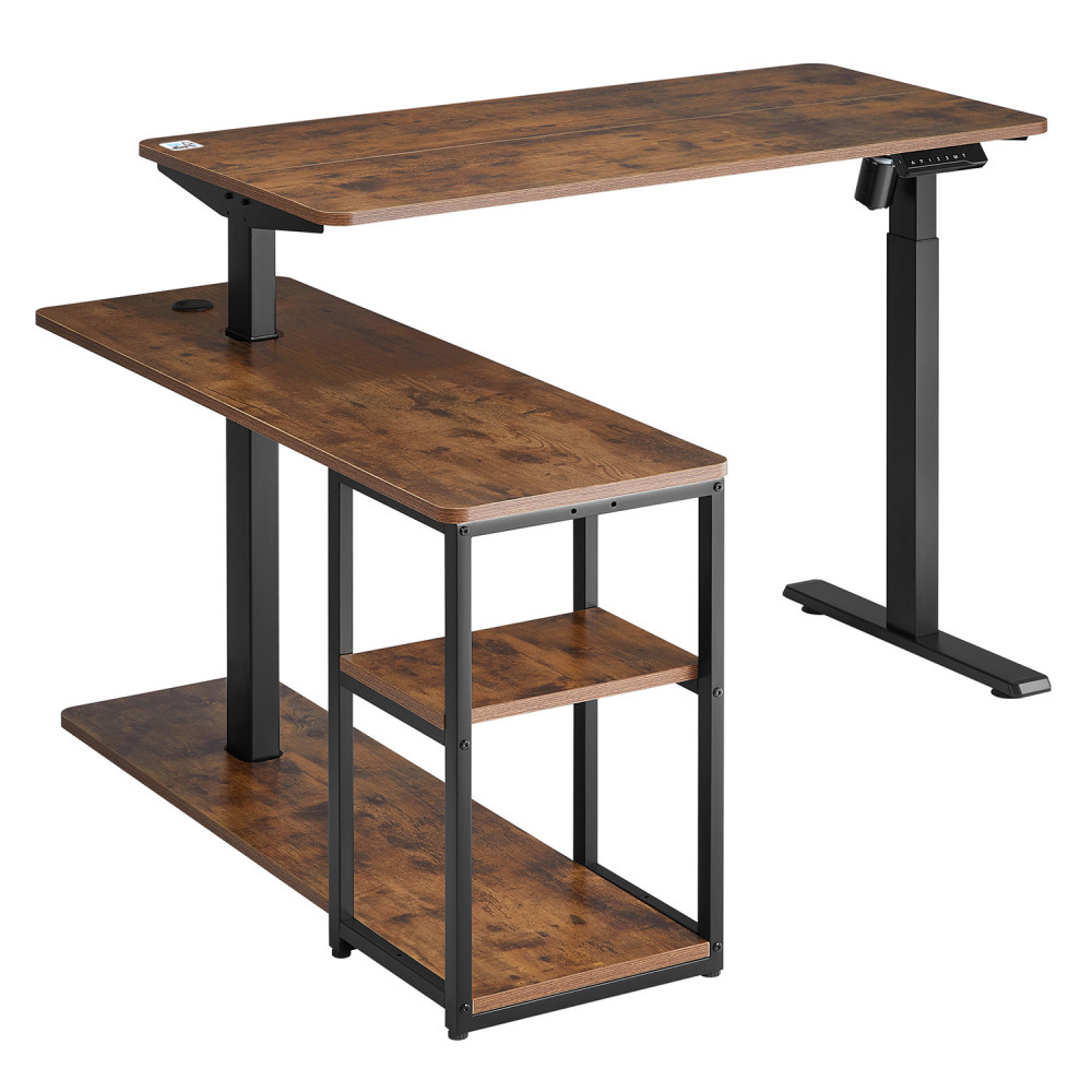 Skrivbord med elektrisk höjning Ergo Office, max höjd 121 cm, max - 70 kg, med skiva och hyllor, för stående eller sittande arbe