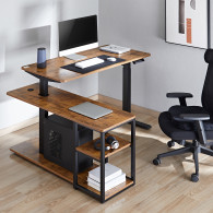 Skrivbord med elektrisk höjning Ergo Office, max höjd 121 cm, max - 70 kg, med skiva och hyllor, för stående eller sittande arbe