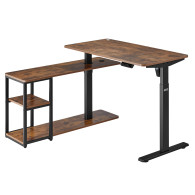Skrivbord med elektrisk höjning Ergo Office, max höjd 121 cm, max - 70 kg, med skiva och hyllor, för stående eller sittande arbe