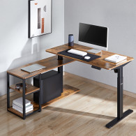 Skrivbord med elektrisk höjning Ergo Office, max höjd 121 cm, max - 70 kg, med skiva och hyllor, för stående eller sittande arbe