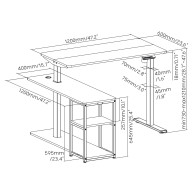 Skrivbord med elektrisk höjning Ergo Office, max höjd 121 cm, max - 70 kg, med skiva och hyllor, för stående eller sittande arbe
