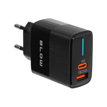 76-021- Nätadapter USB + USB-C QC+PD 20W