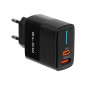 76-021- Nätadapter USB + USB-C QC+PD 20W