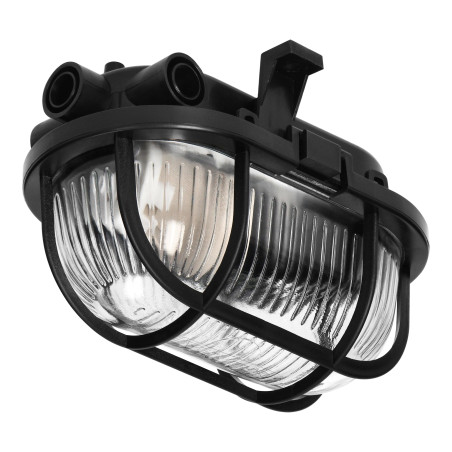 SOTOA, belysningsarmatur, E27, max 15W, IP54, glas skärm, plastskydd, svart | HandlaSmidigt.se