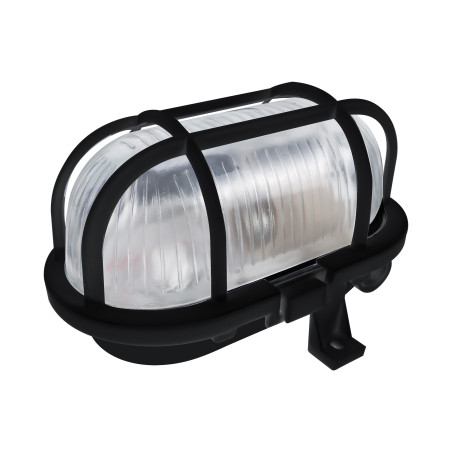 SOTOA, belysningsarmatur, E27, max 15W, IP54, glas skärm, plastskydd, svart