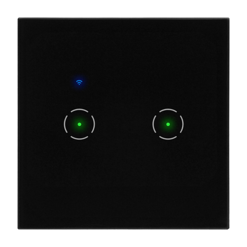 Infälld dubbel WiFi-strömbrytare Tuya Smart Home, svart