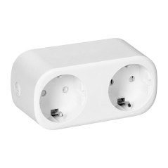 Trådlös dubbel Tuya Smart Wi-Fi-uttag, Schuko, vit