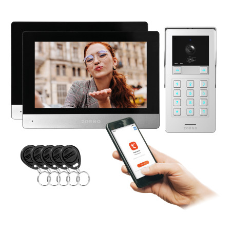 GAYD MULTI2, tvåfamiljsvideoporttelefonset, 2-trådig, 8', Wi-Fi, pekskärm, 2MP Full HD, RFID, krypterare | HandlaSmidigt.se