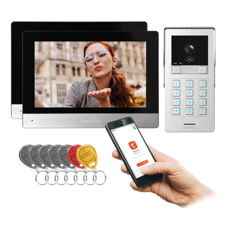 GAYD MULTI2, tvåfamiljsvideoporttelefonset, 2-trådig, 8', Wi-Fi, pekskärm, 2MP Full HD, RFID, krypterare