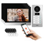 GAYD MULTI4, fyrfamiljers videodörrtelefonset, 2-trådig, 8', Wi-Fi, pekskärm, 2MP Full HD, RFID