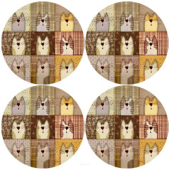 Set med runda bordsunderlägg 4D - PEXESO BEIGE | HandlaSmidigt.se