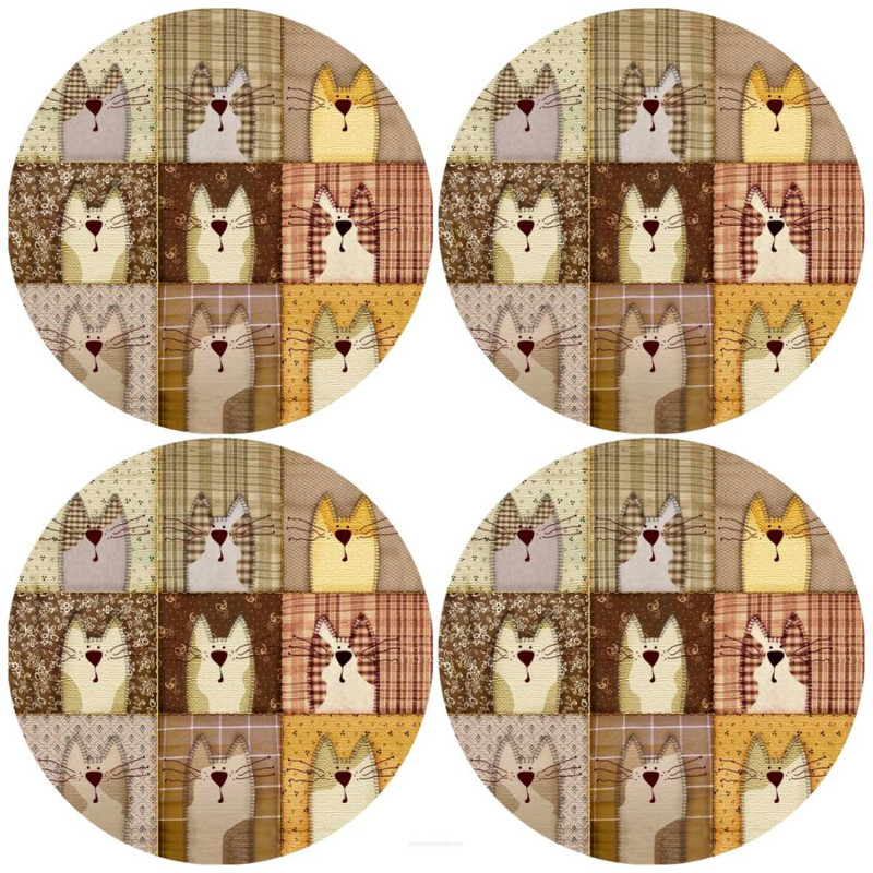Set med runda bordsunderlägg 4D - PEXESO BEIGE
