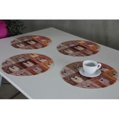 Set med runda bordsunderlägg 4D - PEXESO BEIGE