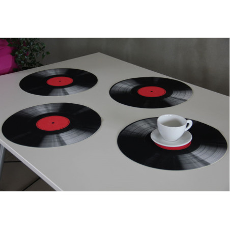 Set med runda bordsunderlägg 4D - VINYL