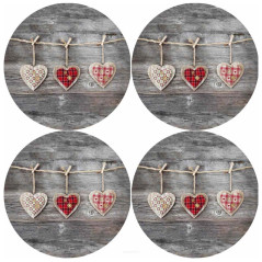 Set med runda bordsunderlägg 4D - HEARTS | HandlaSmidigt.se
