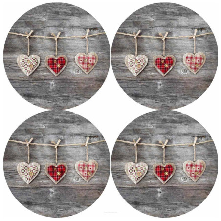 Set med runda bordsunderlägg 4D - HEARTS | HandlaSmidigt.se