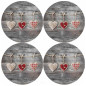 Set med runda bordsunderlägg 4D - HEARTS