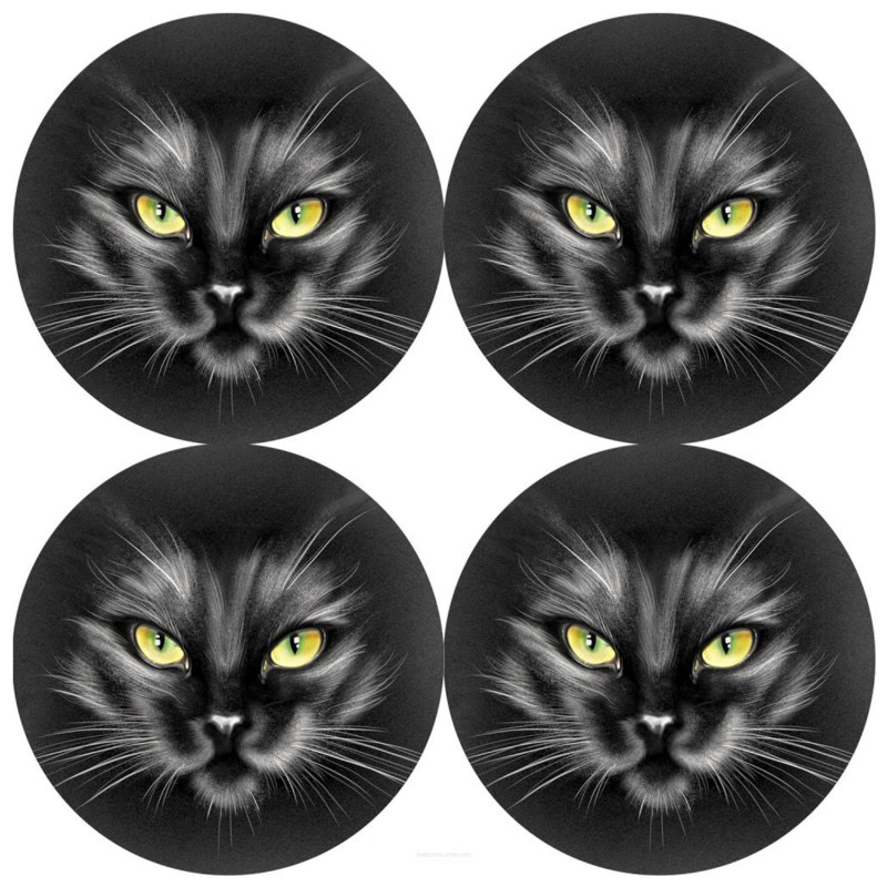Set med fyra runda underlägg - NERO