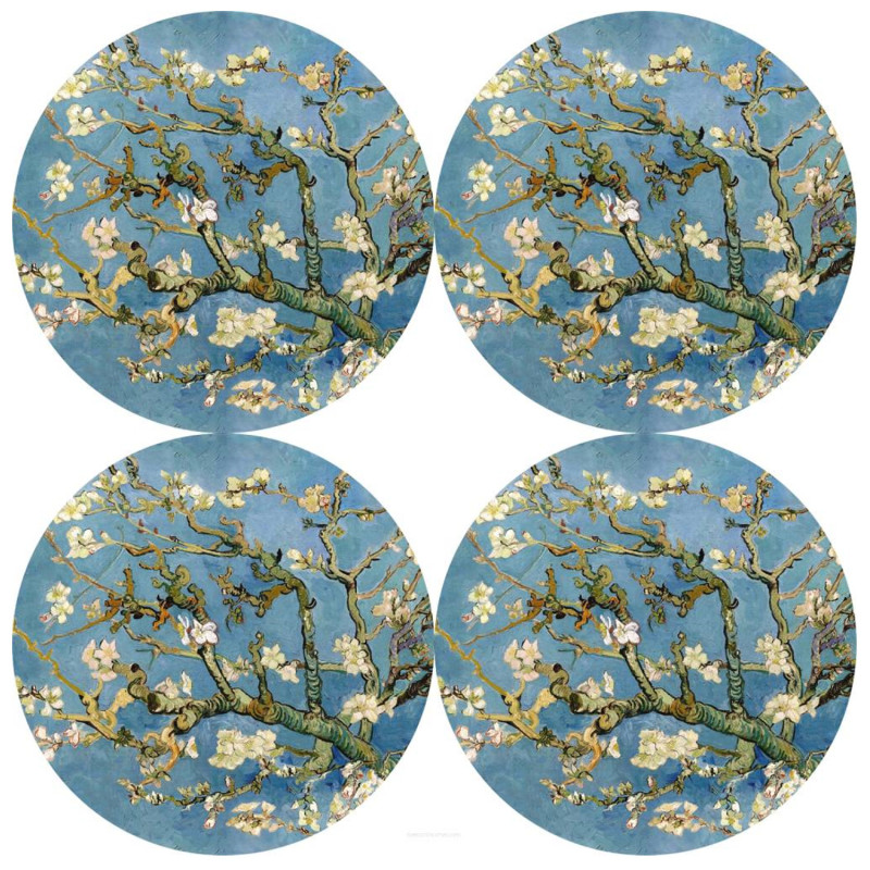 Set med fyra runda underlägg - ALMOND