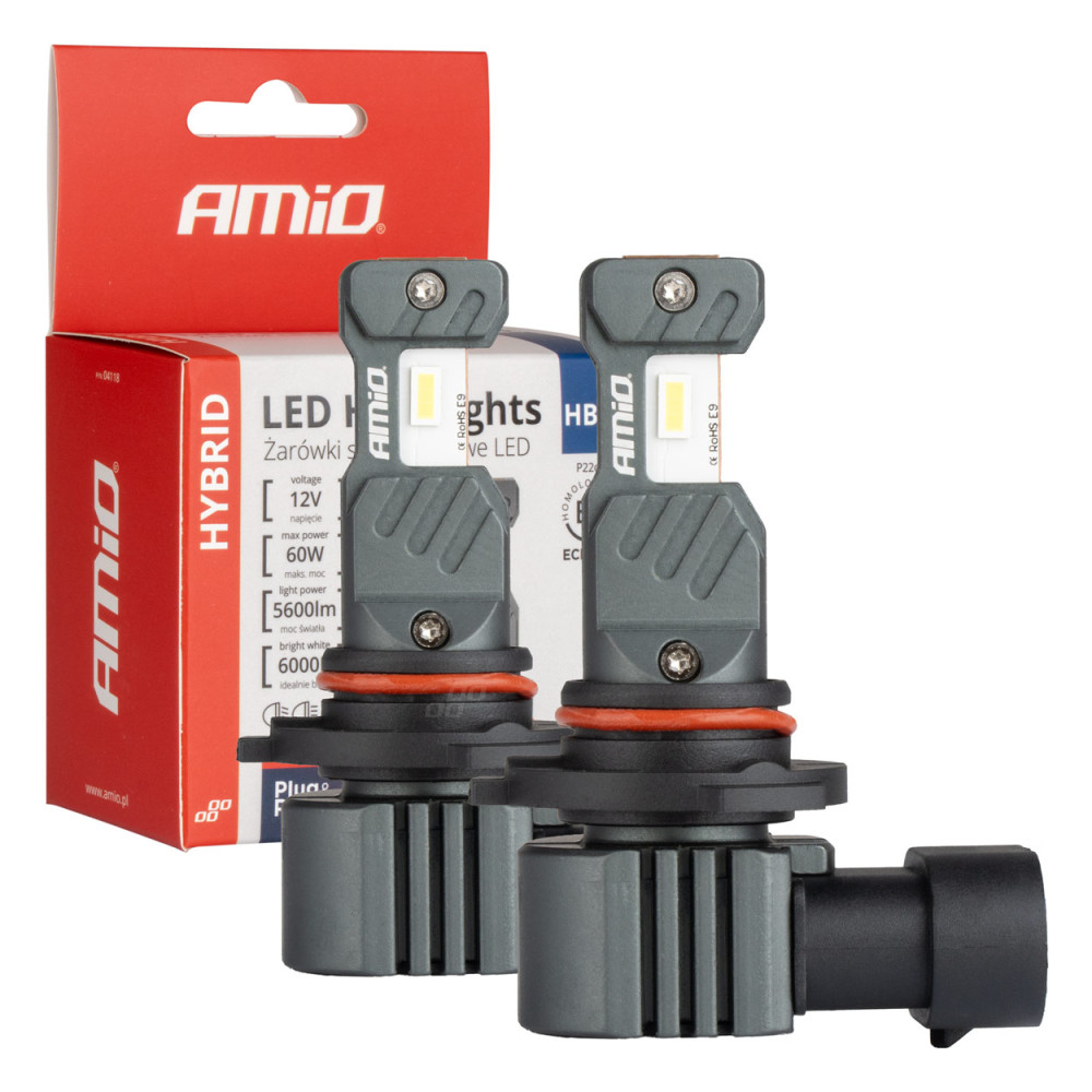 Żarówki samochodowe led seria hybrid hb4 9006 6000k canbus 60w amio-04118