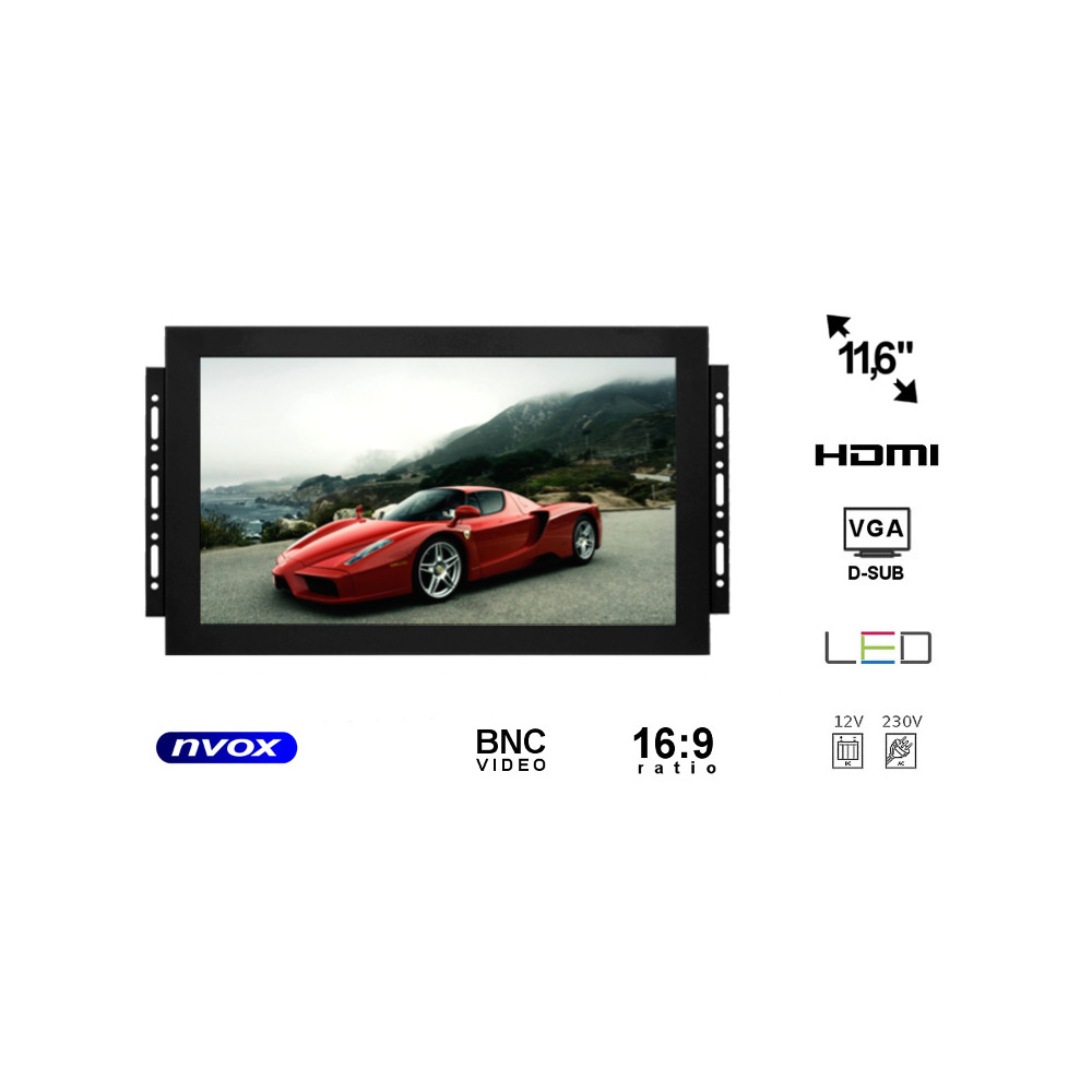 Monitor öppen ram ips led 12 tum med VGA HDMI BNC AV-ingång.