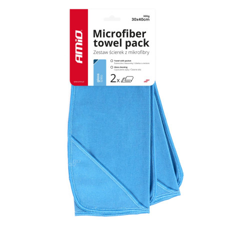 Mikrofiberduk för rengöring av fönster, speglar 30x40 cm 2 stycken amio-03732