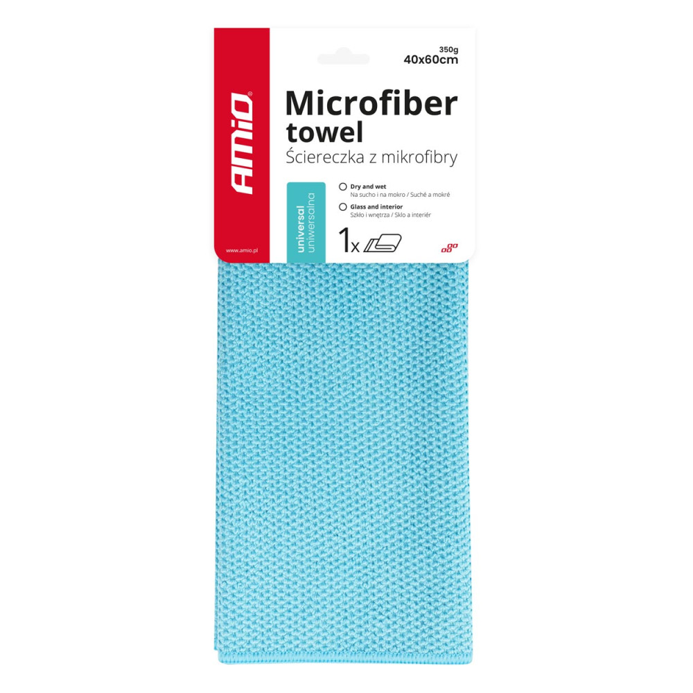Mikrofiber för rengöring av fönster och interiör i bilen 40x60 cm 350 g amio-03738