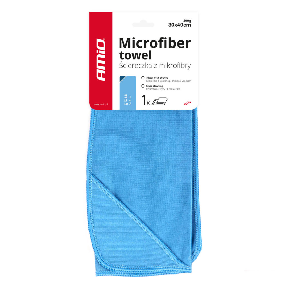 Mikrofiberduk för rengöring av fönster, speglar 30x40 cm amio-03731 Mikrofiberduk för rengöring av fönster, speglar 30x40 cm amio-03731