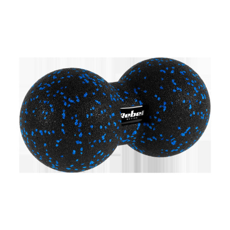 Duoboll dubbelbollmassageboll 12cm, svart-blå färg, material EPP, REBEL ACTIVE