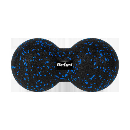 Duoboll dubbelbollmassageboll 12cm, svart-blå färg, material EPP, REBEL ACTIVE