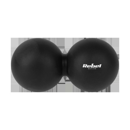 Duoball dubbelboll för massage 6,2 cm, svart färg, silikonmaterial, REBEL ACTIVE