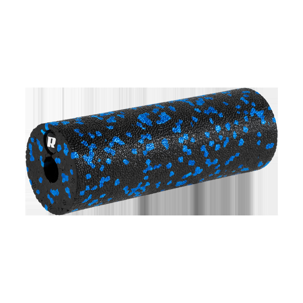 Minirulle för massage, slät skumrulle 5x15cm, svart-blå färg, EPP-material, REBEL ACTIVE. Minirulle för massage, slät skumrulle 5x15cm, svart-blå färg, EPP-material, REBEL ACTIVE.