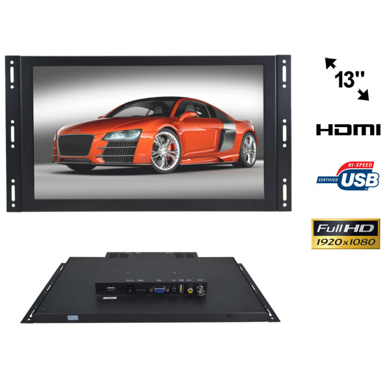 Beröringsskärm IPS öppen ramme LED 13 tum full HD VGA HDMI USB AV 12V 230V