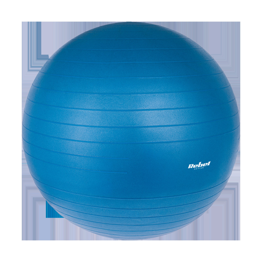 Gymnastikboll för rehabilitering 55 cm med handpump, blå färg, REBEL ACTIVE.