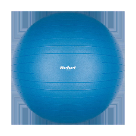 Gymnastikboll för rehabilitering 55 cm med handpump, blå färg, REBEL ACTIVE.
