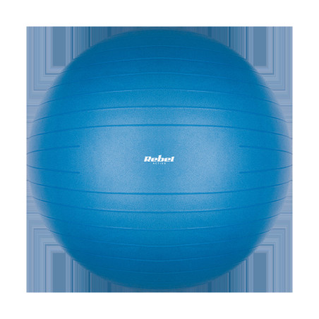 Gymnastikboll för rehabilitering 75 cm med handpump, blå färg, REBEL ACTIVE.