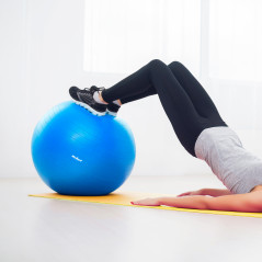 Gymnastikboll för rehabilitering 75 cm med handpump, blå färg, REBEL ACTIVE.
