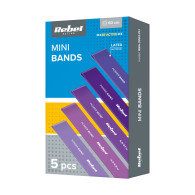 Ett set med latexträningsband - Mini Band L, 2,3-18,2 kg, 5 band, lila, REBEL ACTIVE.