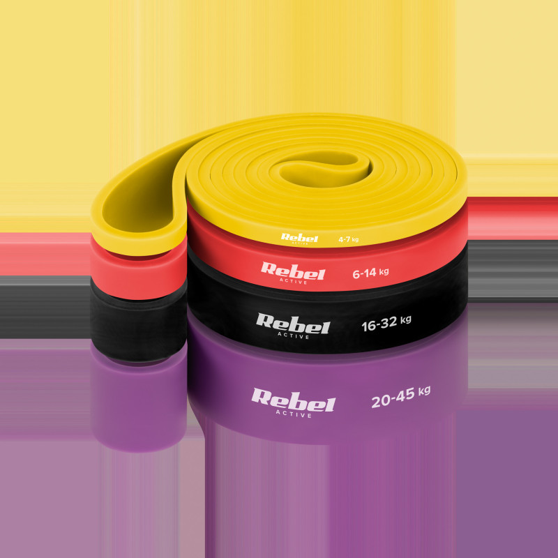 Elastiska träningsbandset - Power Band PLs-2, 4-45 kg, 4 band, REBEL ACTIVE