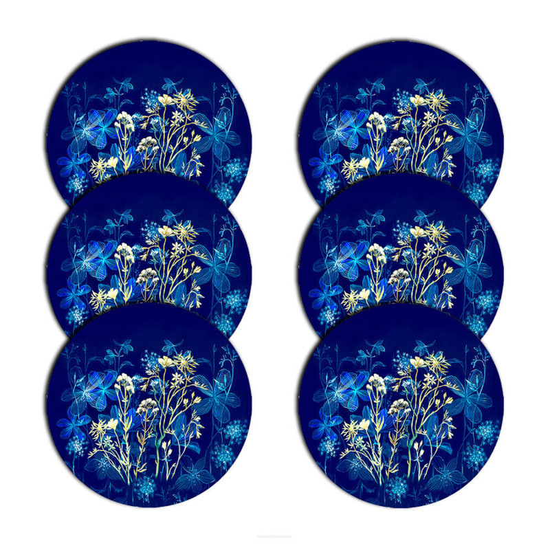 Set med runda bordsunderlägg 6D - MIDNIGHT