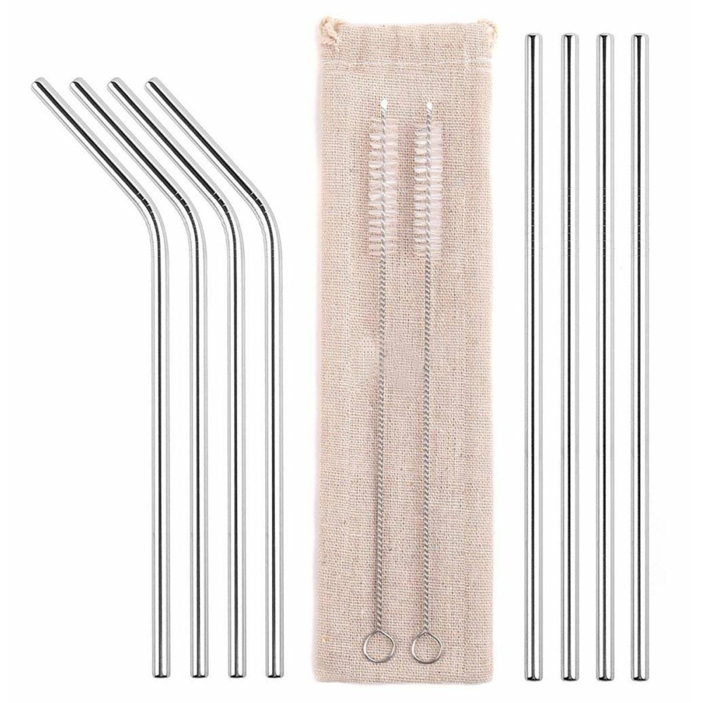 AG371A Metall sugrör set om 10 st silver
