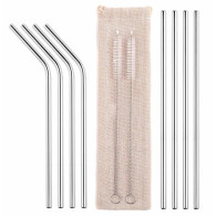 AG371A Metall sugrör set om 10 st silver