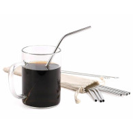 AG371A Metall sugrör set om 10 st silver